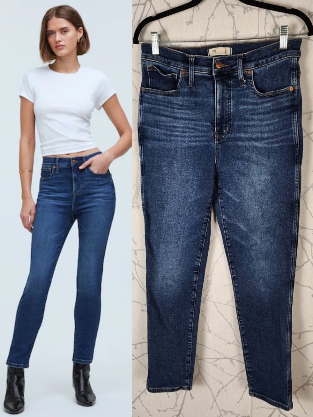 Madewell Dark Wash Stretch Denim High Rise Stovepipe Jeans